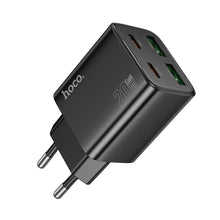 Заредете изображение във визуализатора на галерията – HOCO charger 2 x Type C + 2 x USB A PD QC3.0 3A 20W N55 black
