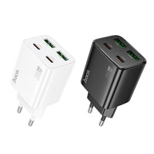 Заредете изображение във визуализатора на галерията – HOCO charger 2 x Type C + 2 x USB A PD QC3.0 3A 20W N55 black
