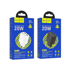 Заредете изображение във визуализатора на галерията – HOCO charger 2 x Type C + 2 x USB A PD QC3.0 3A 20W N55 black
