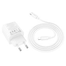 Заредете изображение във визуализатора на галерията – HOCO charger 2 x Type C + 2 x USB A + cable Type C to Lightning PD QC3.0 3A 20W N55 white
