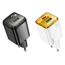Заредете изображение във визуализатора на галерията – HOCO wall charger USB A + Type C PD QC3.0 3A 20W N52 white
