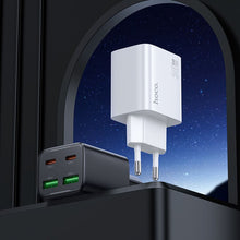 Заредете изображение във визуализатора на галерията – HOCO charger 2 x Type C + 2 x USB A PD QC3.0 3A 20W N56 black
