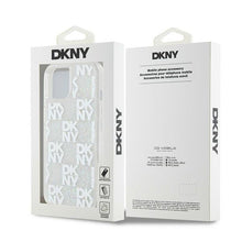 Заредете изображение във визуализатора на галерията – DKNY case for IPHONE 15 DKHCP15SLCPEPT (DKNY HC Liquid Glitters W/Checkered Pattern) white
