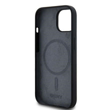 Заредете изображение във визуализатора на галерията – DKNY case for IPHONE 15 compatible with MagSafe DKHMP15SSNYACH (DKNY HC MagSafe Silicone W/White Arch Logo) black
