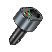 Заредете изображение във визуализатора на галерията – HOCO car charger USB A + Type C + cigarette lighter PD QC3.0 3A 35W Z56 black

