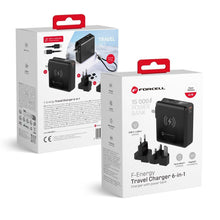 Заредете изображение във визуализатора на галерията – FORCELL F-ENERGY multifunctional charger 45W 6in1 with USB A and USB C sockets, power bank 15000mAh and wireless charging 15W
