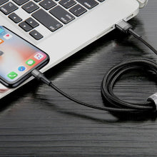 Заредете изображение във визуализатора на галерията – BASEUS кабел Cafule за iPhone Lightning 8-пинов 1,5A Cafule CALKLF-HG1 2м Сив-Черен
