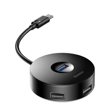 Заредете изображение във визуализатора на галерията – Baseus hub round box adapter type-c to usb3.0*1+usb2.0*3 black cahub-g01
