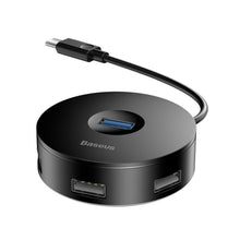 Заредете изображение във визуализатора на галерията – Baseus hub round box adapter type-c to usb3.0*1+usb2.0*3 black cahub-g01

