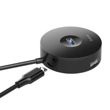 Заредете изображение във визуализатора на галерията – Baseus hub round box adapter type-c to usb3.0*1+usb2.0*3 black cahub-g01
