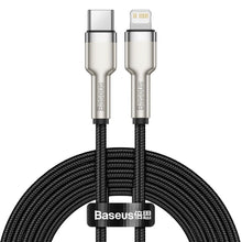 Заредете изображение във визуализатора на галерията – Baseus cablel type c for apple lightning 8-pin pd20w power delivery cafule metal cable catljk-b011 2 meter black
