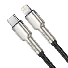 Заредете изображение във визуализатора на галерията – Baseus cablel type c for apple lightning 8-pin pd20w power delivery cafule metal cable catljk-b011 2 meter black
