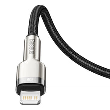 Заредете изображение във визуализатора на галерията – Baseus cablel type c for apple lightning 8-pin pd20w power delivery cafule metal cable catljk-b011 2 meter black
