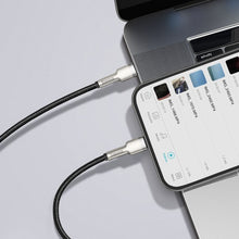 Заредете изображение във визуализатора на галерията – Baseus cablel type c for apple lightning 8-pin pd20w power delivery cafule metal cable catljk-b011 2 meter black
