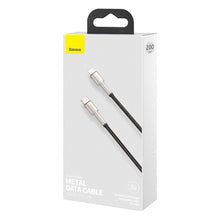 Заредете изображение във визуализатора на галерията – Baseus cablel type c for apple lightning 8-pin pd20w power delivery cafule metal cable catljk-b011 2 meter black
