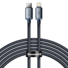Заредете изображение във визуализатора на галерията – Baseus cable type c to apple lightning 8-pin pd20w power delivery crystal shine fast charging cajy000301 2m black
