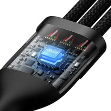 Заредете изображение във визуализатора на галерията – BASEUS cable USB 3in1 Flash Series USB-C micro USB Lightning 66W CASS040001
 1.2m black
