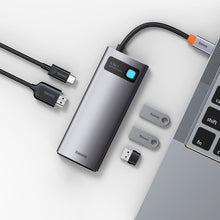 Заредете изображение във визуализатора на галерията – BASEUS HUB 5in1 Typ C to HDMI + 3xUSB 3.0 + PD CAHUB-CX0G
