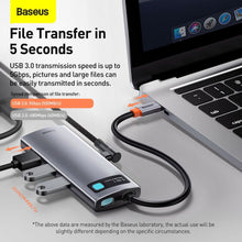 Заредете изображение във визуализатора на галерията – BASEUS HUB 5in1 Typ C to HDMI + 3xUSB 3.0 + PD CAHUB-CX0G
