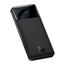 Заредете изображение във визуализатора на галерията – Baseus Bipow powerbank с дисплей 10 000 mAh 15W черен (Overseas Edition) + USB-A - Micro USB 0.25m кабел черен (PPBD050001)
