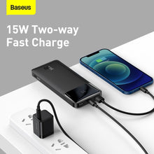 Заредете изображение във визуализатора на галерията – Baseus Bipow powerbank с дисплей 10 000 mAh 15W черен (Overseas Edition) + USB-A - Micro USB 0.25m кабел черен (PPBD050001)
