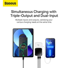 Заредете изображение във визуализатора на галерията – Baseus Qpow Power Bank 10000mAh Built-in Lightning 20W Quick Charge Cable SCP AFC FCP White (PPQD020002)
