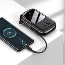Заредете изображение във визуализатора на галерията – Baseus Qpow Digital Display powerbank with fast charging 20000mAh 22.5W QC/PD/SCP/FCP with built-in USB-C cable black
