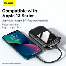 Заредете изображение във визуализатора на галерията – Baseus Qpow Digital Display powerbank with fast charging 20000mAh 22.5W QC/PD/SCP/FCP with built-in USB-C cable black

