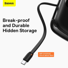 Заредете изображение във визуализатора на галерията – Baseus Qpow Digital Display powerbank with fast charging 20000mAh 22.5W QC/PD/SCP/FCP with built-in USB-C cable black
