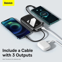 Заредете изображение във визуализатора на галерията – Baseus Qpow Digital Display powerbank with fast charging 20000mAh 22.5W QC/PD/SCP/FCP with built-in USB-C cable black
