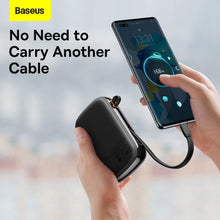 Заредете изображение във визуализатора на галерията – Baseus Qpow Digital Display powerbank with fast charging 20000mAh 22.5W QC/PD/SCP/FCP with built-in USB-C cable black
