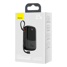 Заредете изображение във визуализатора на галерията – Baseus Qpow Digital Display powerbank with fast charging 20000mAh 22.5W QC/PD/SCP/FCP with built-in USB-C cable black
