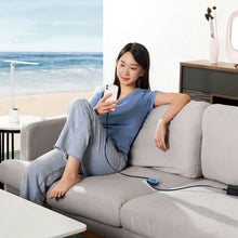 Заредете изображение във визуализатора на галерията – Baseus Bright Mirror 2 retractable cable 3in1 USB Type C - micro USB + Lightning + USB Type C 3.5A 1.1m blue (CAMJ010203)
