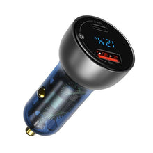 Заредете изображение във визуализатора на галерията – Baseus car charger USB / USB Type C 65 W 5 A SCP Quick Charge 4.0+ Power Delivery 3.0 LCD display gray (CCKX-C0G)
