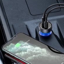 Заредете изображение във визуализатора на галерията – Baseus car charger USB / USB Type C 65 W 5 A SCP Quick Charge 4.0+ Power Delivery 3.0 LCD display gray (CCKX-C0G)
