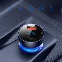 Заредете изображение във визуализатора на галерията – Baseus car charger USB / USB Type C 65 W 5 A SCP Quick Charge 4.0+ Power Delivery 3.0 LCD display gray (CCKX-C0G)
