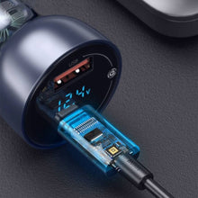 Заредете изображение във визуализатора на галерията – Baseus car charger USB / USB Type C 65 W 5 A SCP Quick Charge 4.0+ Power Delivery 3.0 LCD display gray (CCKX-C0G)
