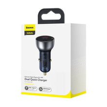 Заредете изображение във визуализатора на галерията – Baseus car charger USB / USB Type C 65 W 5 A SCP Quick Charge 4.0+ Power Delivery 3.0 LCD display gray (CCKX-C0G)
