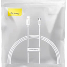 Заредете изображение във визуализатора на галерията – BASEUS cable USB A to Apple Lightning 8-pin PD 100W 1m white P10320102214-00
