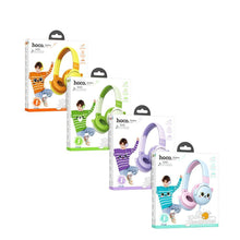 Заредете изображение във визуализатора на галерията – HOCO wire headphones Jack 3,5 mm for children with microphone W61 sun yellow
