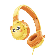 Заредете изображение във визуализатора на галерията – HOCO wire headphones Jack 3,5 mm for children with microphone W61 sun yellow
