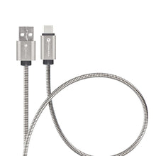 Заредете изображение във визуализатора на галерията – FORCELL F-ENERGY Metal C234 cable USB A to Type C QC4.0A 3A 66W 2 m silver
