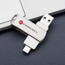 Заредете изображение във визуализатора на галерията – FORCELL F-DATA pendrive Metal Duo 16GB USB3.2 Gen 1 (USB A / Type C) silver
