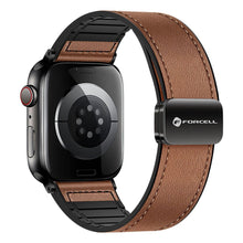 Заредете изображение във визуализатора на галерията – FORCELL F-DESIGN FA21 eco leather strap for APPLE Watch 42 / 44 / 45 / 49 mm brown
