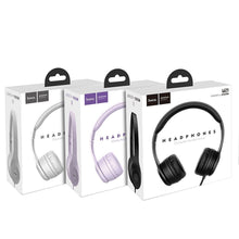 Заредете изображение във визуализатора на галерията – HOCO wire headphones Jack 3,5 mm with microphone W21 purple
