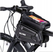Заредете изображение във визуализатора на галерията – WILDMAN traveling bag for bike frame with zipper 1,2L (4 &quot;- 7&quot;) XT6 black
