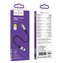 Заредете изображение във визуализатора на галерията – Adapter AUX USB C (male) to Jack 3,5 mm (female) Hoco UPA32C black
