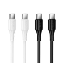 Заредете изображение във визуализатора на галерията – Кабел USB C към USB C Hoco 3A 60W 1 m X120 бял

