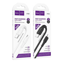 Заредете изображение във визуализатора на галерията – Кабел USB C към USB C Hoco 3A 60W 1 m X120 черен
