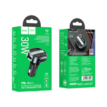 Заредете изображение във визуализатора на галерията – HOCO car transmitter FM with car charger USB QC 3.0 + Type C PD 30W E70 obsidian black

